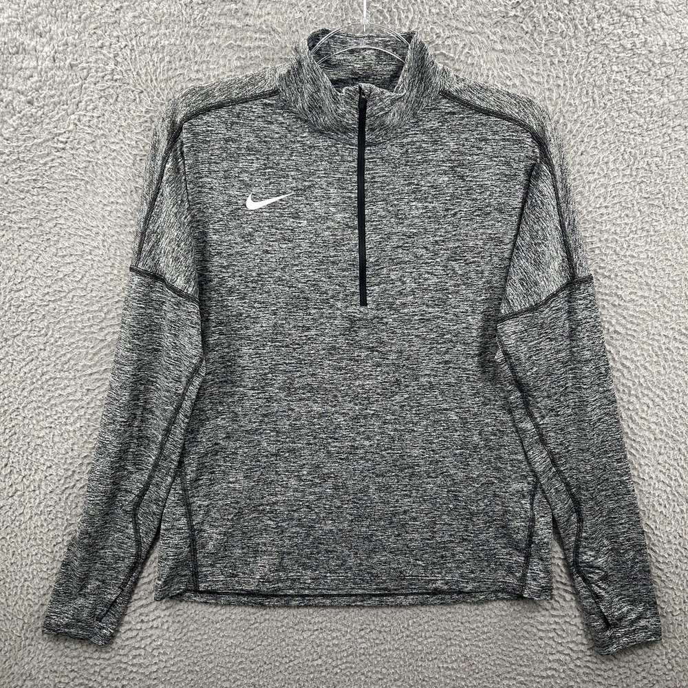 Nike Dri-FIT Running 1/2 Zip Pullover Womens Medium Gray Thumbholes 897021-011